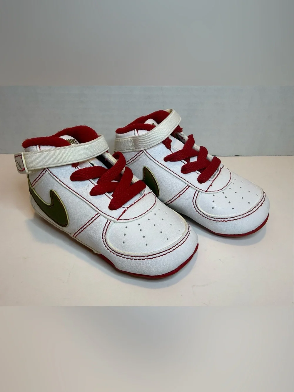 Nike Force 1 Crib Baby Shoes White Team Red Soft Bottom Size 3C